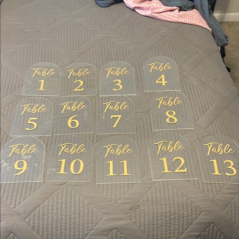 Gold Table Number Cards 1-13